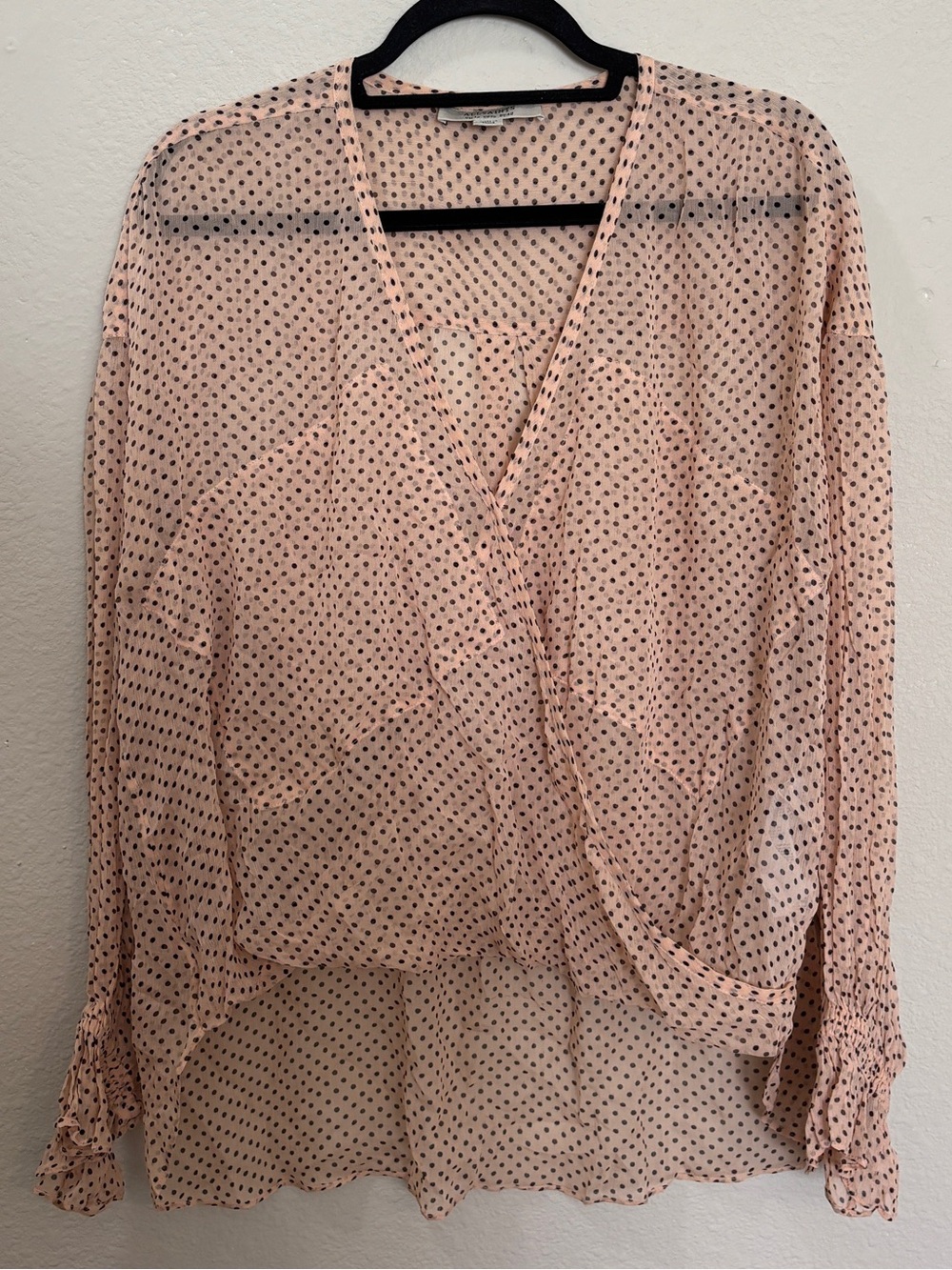 All Saints Penny Polka Dot Sheer Pink Blouse Size 10 - Picture 2 of 6
